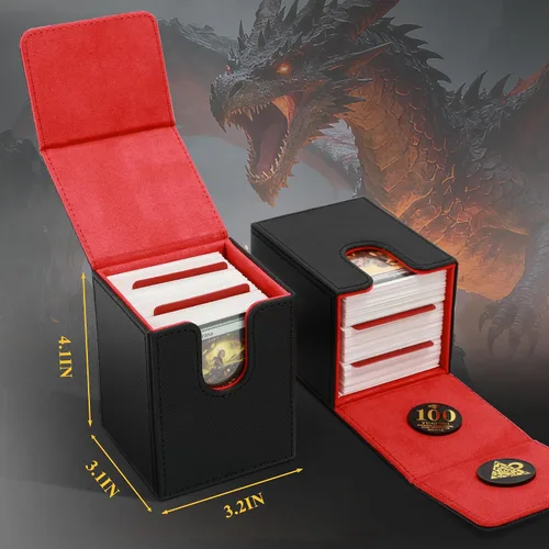 Miniatura 5 de Caja de cubierta UAONO para Yugioh MTG, caja de cubierta para más de 100 cartas con 2 divisores, caja de almacenamiento de piel sintética