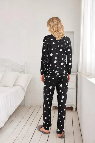 Miniatura 109 de Ekouaer Conjunto de pijama de manga larga para mujer, ropa de dormir suave con cuello redondo y bolsillos