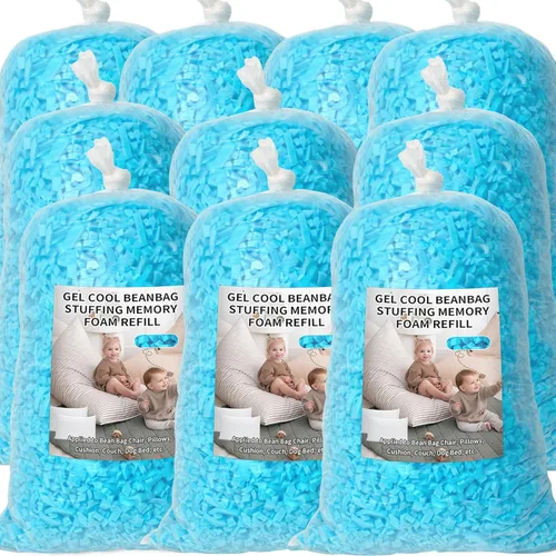Miniatura 9 de Relleno para Puf, 4.5kg de Espuma Viscoelástica Triturada, Relleno Suave de Puf para Sofá, Cojín, Animales de Peluche, Cama de Perro, Artes y Azul