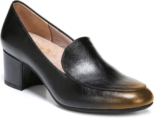 FOWT Mocasines clásicos negros o dos tonos con corte en V lateral para mujer, punta redonda, tacón grueso medio, estilo simple, zapatos unisex para