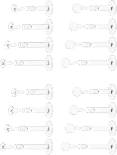 Aretes transparentes con parte trasera plana de 18 G y 16 G para deportes de nariz, plástico de silicona, retenedores de cartílago para tragus,