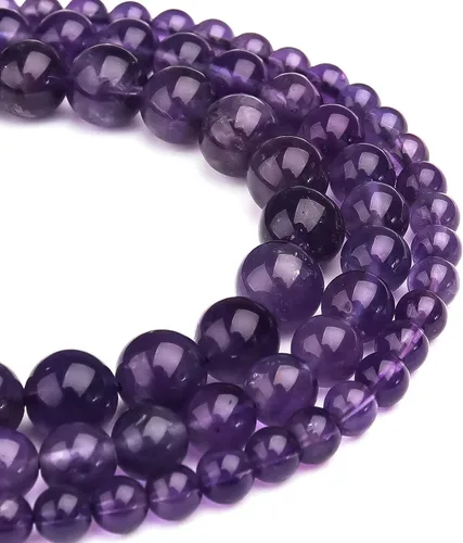 Miniatura 2 de Cuentas de Cristal de Amatista Natural de 8mm Morado Pulidas Redondas Suaves Piedras Preciosas Curativas para Hacer Joyas 15 Pulgadas