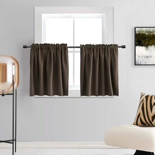 Miniatura 27 de DONREN - Cortinas blackout de 2 paneles con bolsillo para cortinero Negro