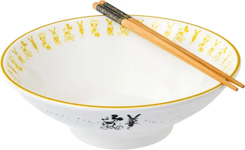 Miniatura 19 de Silver Buffalo Disney Lady and the Tramp Eating Noodles Chinese Love - Cuenco de ramen de cerámica con palillos, apto para microondas, 20 onzas