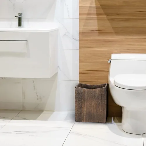 Miniatura 6 de Vrisa Basurero rectangular de madera de 5.3 galones con asas integradas, pequeño bote de basura para dormitorio, oficina, cocina, baño, debajo