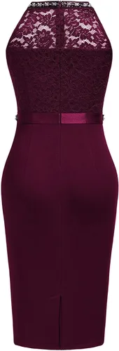 Miniatura 6 de Miusol Vestido de cóctel sin mangas con cuello halter y encaje floral retro para mujer