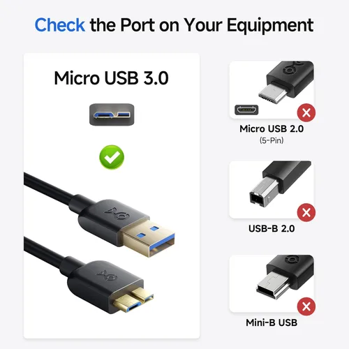 Miniatura 2 de Cable Matters cable USB 3.0 tipo A a Micro-B de máxima velocidad, Negro 6 patas