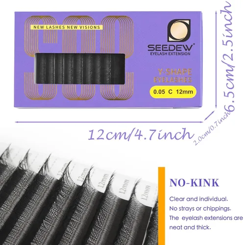Miniatura 3 de YY - Extensiones de pestañas, racimos de pestañas de aspecto natural, bandeja de pestañas en forma de Y, tiras de pestañas de práctica, suministros