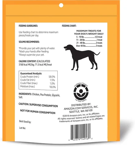 Miniatura 2 de Amazon Brand - Solimo Golosinas de Pollo Deshidratado para Perros, 2 libras (El Empaque Puede Variar)