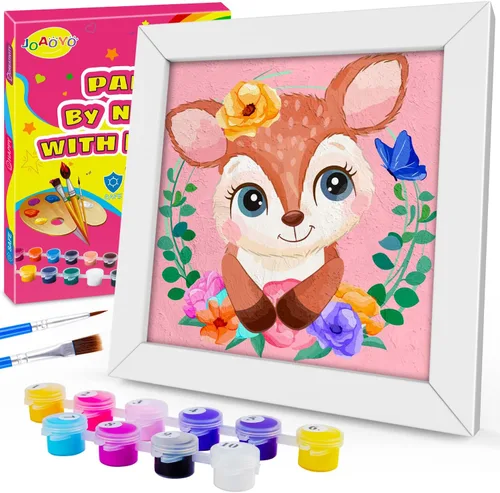 JOAOYO Pintura por números para niños de 8 a 12 años, kits de pintura acrílica fácil por números para niñas, niños y adultos con marco de madera,