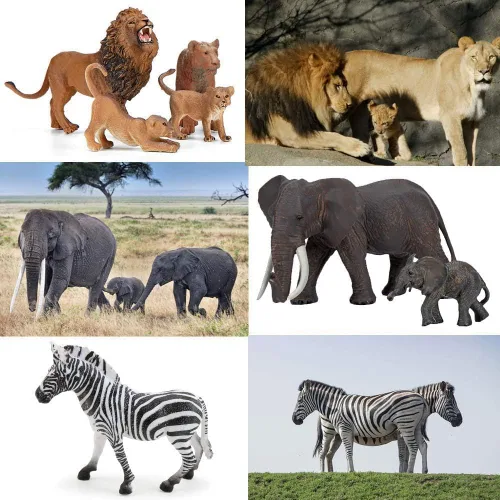 Miniatura 5 de Juguetes de figuras de animales de zoológico de safari, 14 piezas realistas de animales de la selva, animales africanos de plástico salvajes