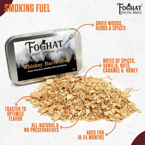 Miniatura 4 de Foghat - Juego de charcutería para ahumar cóctel con Cloche, tabla, barril de whisky bourbon, roble culinario, virutas de madera y antorcha