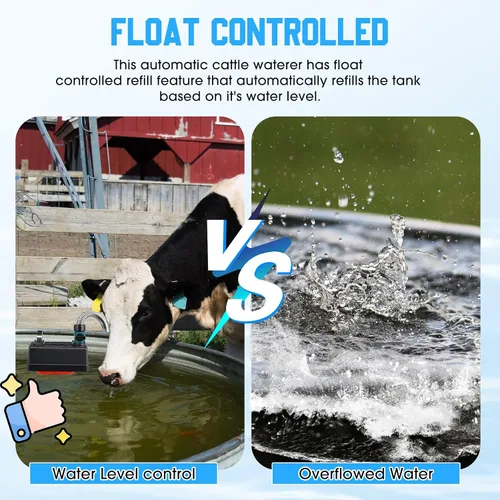 Miniatura 3 de Threlaco Juego de 2 válvulas de flotador de tanque de agua con conector de manguera de 3/4 pulgadas, control automático de nivel de agua, válvula
