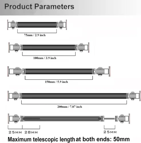 Miniatura 5 de 2PCS Divisor de Labio de Parachoques Delantero Barras de Amarre de Puntal Barra de Soporte Ajustable Compatible con la Mayoría de Vehículos 3''-8