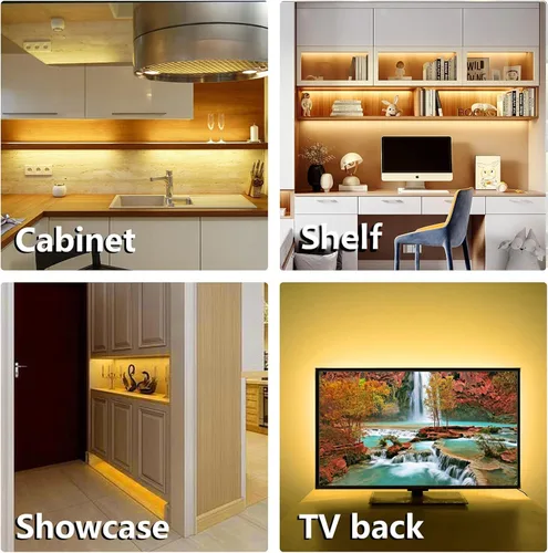 Miniatura 7 de WOBANE Iluminación debajo del gabinete, 8 tiras de luces LED con control remoto y adaptador de 24 W, cinta de luz ultra brillante de 240 LED