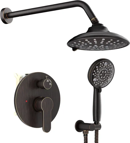 Miniatura 14 de EMBATHER Juego de grifos de ducha – Sistema de ducha de cabezal de lluvia con combo completo de mano de alta presión y kit de ajuste de válvula