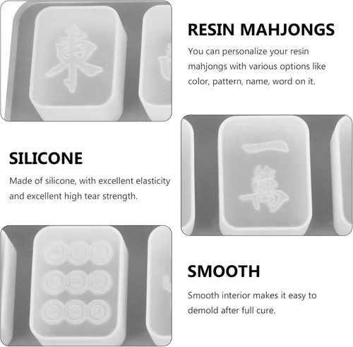 Miniatura 2 de EXCEART Mahjong and Dice - Juego de 2 moldes de fundición de resina epoxi para hacer joyas, colgantes, accesorios de manualidades, 11.02 x 5.70 x