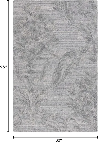 Miniatura 2 de SAFAVIEH Jardin Collection - Alfombra de área de 5 x 8 pies, gris, lana hecha a mano, ideal para zonas de alto tráfico en sala de estar, dormitorio