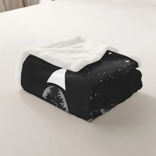 Miniatura 5 de Manfei Manta de oso gris y negro con silueta de árbol para sofá, manta de cama temática de animales salvajes para niños y adolescentes, decoración