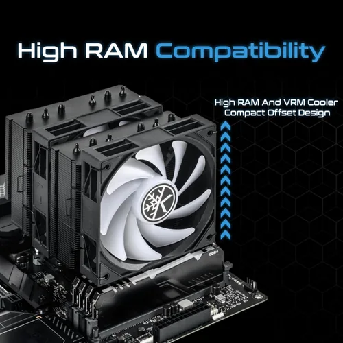 Miniatura 5 de KINGCOOL Iron Wind 120 ARGB Enfriador de aire para CPU, 6 tubos de calor y torres duales, ventiladores PWM duales de 120 mm, velocidad de 1800 RPM