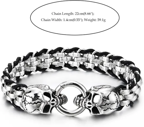 Miniatura 5 de COOLSTEELANDBEYOND Pulsera gótica de acero inoxidable con cierre de anillo de resorte para hombre