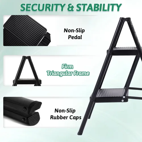 Miniatura 2 de Escalera Plegable de 2 Escalones, Taburete Escalón de Servicio Pesado 330 Libras de Carga, Escalera Pequeña de Cocina/Closet para Adultos/Niños