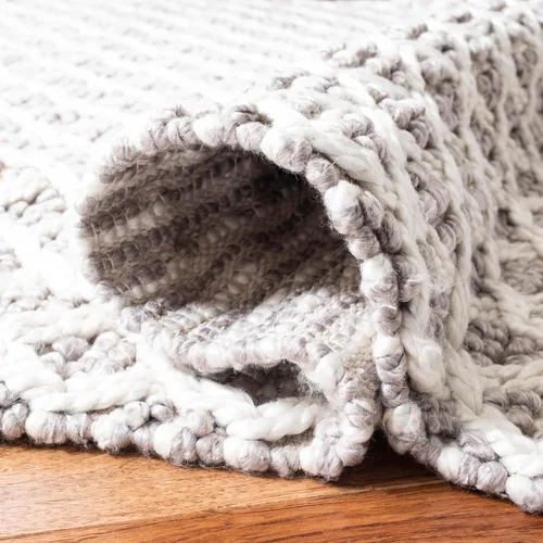 Miniatura 5 de SAFAVIEH Natura Collection - Alfombra de pasillo, 2 pies 3 pulgadas x 8 pies, gris y beige, viscosa y lana hecha a mano, ideal para zonas de alto