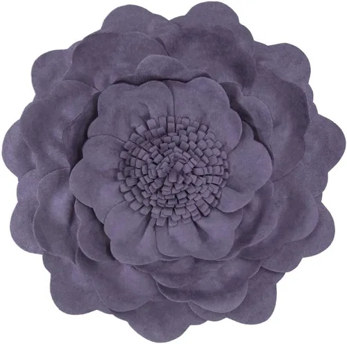 JWH Funda de Almohada con Flores en Relieve Decorativa Floral Cojín Redondo Hecho a Mano para Casa Cama Sofá, 14 Pulgadas, Gris Morado