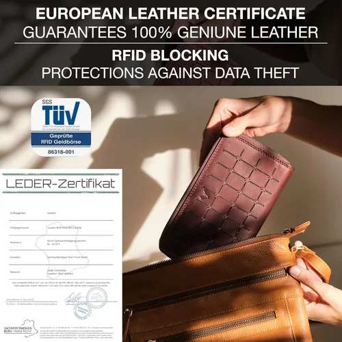 Miniatura 8 de Cartera de Piel RFID para Mujer Cartera Moderna RFID para Mujer con Múltiples Compartimentos Soporte para Tarjetas de Crédito Hecho a Mano