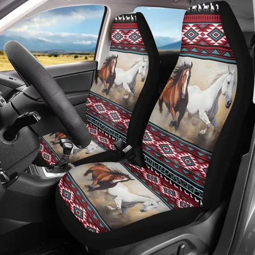 Miniatura 24 de Bulopur Art Horse - Juego de 2 fundas universales para asientos delanteros de automóvil, protectores enteros adecuados para la mayoría