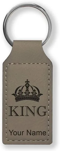 Miniatura 19 de Llavero rectangular, corona de rey, grabado personalizado incluido, Bambú