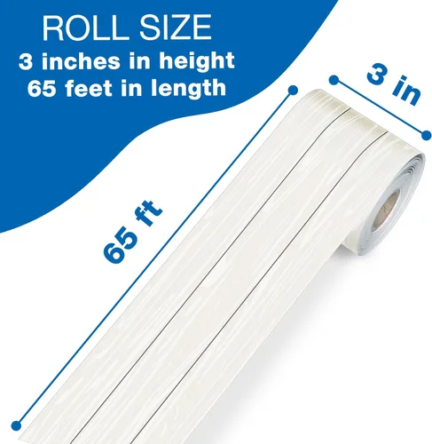 Miniatura 2 de Carson Dellosa Farmhouse 65 pies de bordes para tablón de anuncios de grano de madera blanca, 1 rollo de ribete rústico para pizarra enrollable