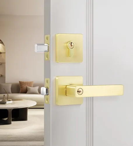 Miniatura 9 de Leydebong - Paquete de 4 picaportes resistentes para entrada con llave, manija dorada, llaves iguales/combo con llave, reversible para la izquierda