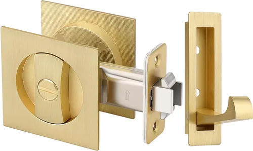 Miniatura 18 de Paquete de 6 manijas de puerta de paso para pasillo o armario, manijas interiores de latón satinado sin llaves, manijas de puerta interiores doradas