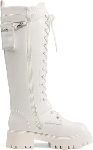 Miniatura 2 de DREAM PAIRS Botas altas de combate para mujer, plataforma de equitación, con cordones, suela de orejeta, gótica, con cremallera
