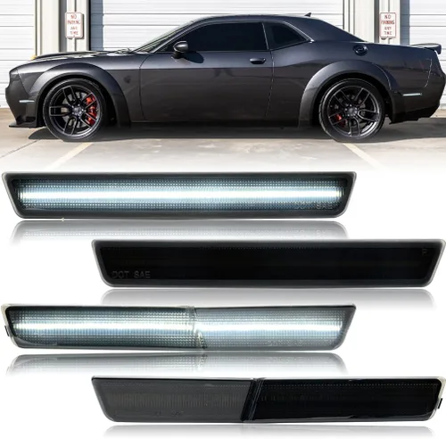 Miniatura 10 de Kits de luces laterales LED con lentes transparentes Challenger ámbar/rojas delanteras y traseras para Dodge Challenger 2008 2009 2010 2011 2012