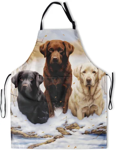 Miniatura 25 de Delantal colorido de poliéster Grooming Delantales con bolsillo para barbacoa Cocina Pintura Adultos German Shepherd