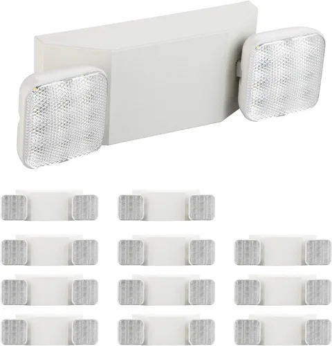 Miniatura 9 de Paquete de 2 luces de emergencia para negocios, con batería de respaldo, cable duro, certificado UL 924, CA 120/277V, luz de emergencia LED