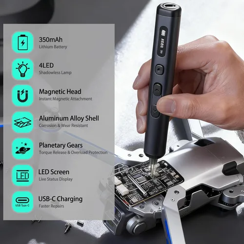Miniatura 3 de Juego de destornilladores eléctricos, 78 en 1 juego de destornilladores eléctricos de precisión con 72 puntas magnéticas, almacenamiento magnético