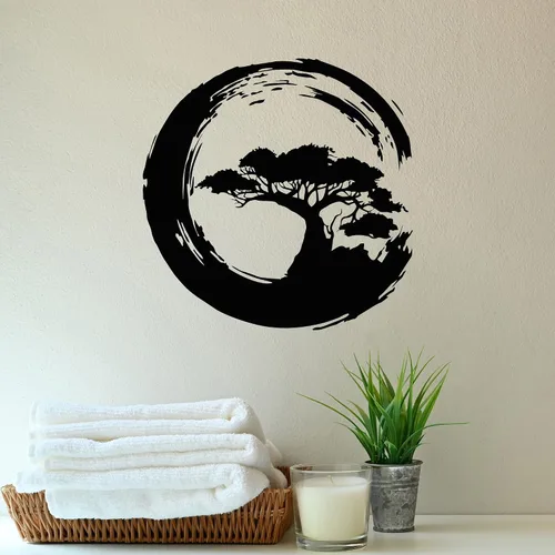 Miniatura 2 de Vinilo adhesivo para pared, diseño de árbol bonsái, diseño japonés zen, decoración grande (g8184), color negro