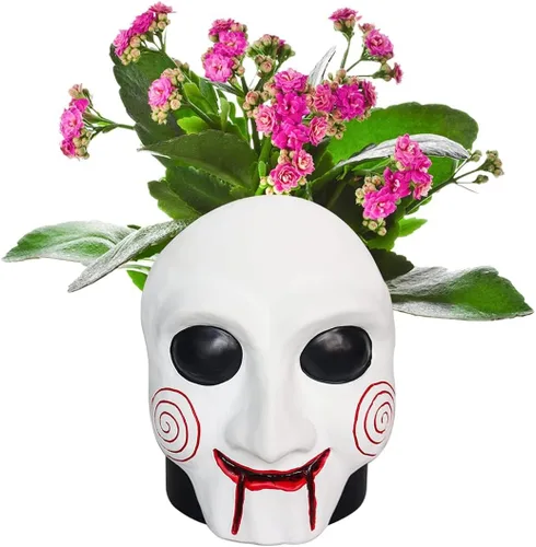 Miniatura 6 de Macetero de película de terror, decoración de Halloween, mini cabeza aterradora, calavera divertida, maceta de zombi, maceteros góticos únicos