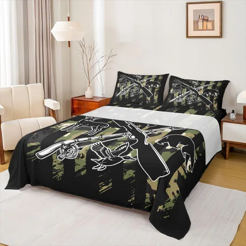 Miniatura 41 de Rustic Lodge - Juego de sábanas tamaño individual con diseño de oso y alce, diseño de retazos, color rojo y negro, a cuadros, ropa de cama de Multi