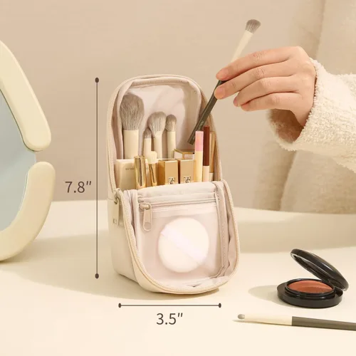 Miniatura 6 de YLYZ Bolsa de brochas de maquillaje impermeable de pie para brochas de maquillaje, organizador de brochas de maquillaje de viaje, bolsa