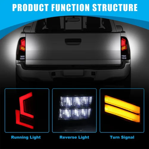 Miniatura 5 de CPW Luz trasera LED compatible con Toyota Tacoma Pickup 2005-2015, luz de señal de giro secuencial, lámpara de freno trasera del conductor