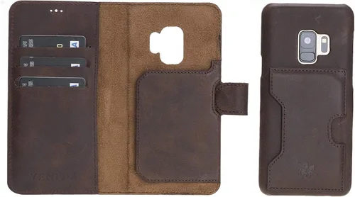 Miniatura 131 de Venito Florence - Funda de piel compatible con Samsung Galaxy S9, extra segura con bloqueo RFID, cartera desmontable para teléfono (gris decolorado)