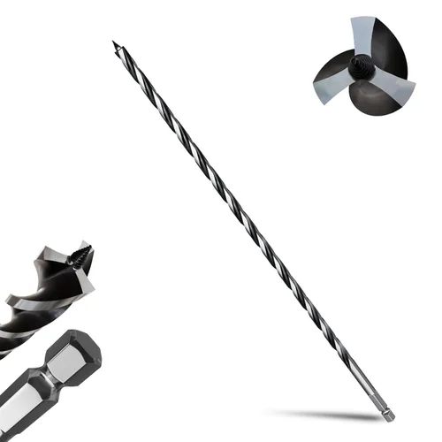 Miniatura 15 de 8 brocas profesionales de 12 pulgadas de largo para madera con vástago hexagonal de cambio rápido de 1/4 pulgadas (1/4-7/8 pulgadas), diseño de 3
