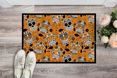 Miniatura 2 de Caroline's Treasures BB5127MAT - Tapete con diseño de calavera india, 18 x 27 pulgadas, para interiores y exteriores, antideslizante, lavable
