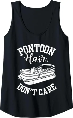 Boating Boat Owner Pontoon Hair Don't Care Women Wife Tank Top, Negro -