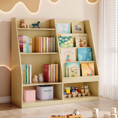 Miniatura 14 de Tatub Estantería de madera para niños de 6 niveles y almacenamiento de juguetes, organizador de juguetes para niños con estantes para libros, Blanco
