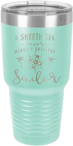 Miniatura 21 de Un mar suave nunca hace un sillón hábil grabado de 325 ml vaso de acero con recubrimiento de polvo grabado por láser taza de viaje de camello polar